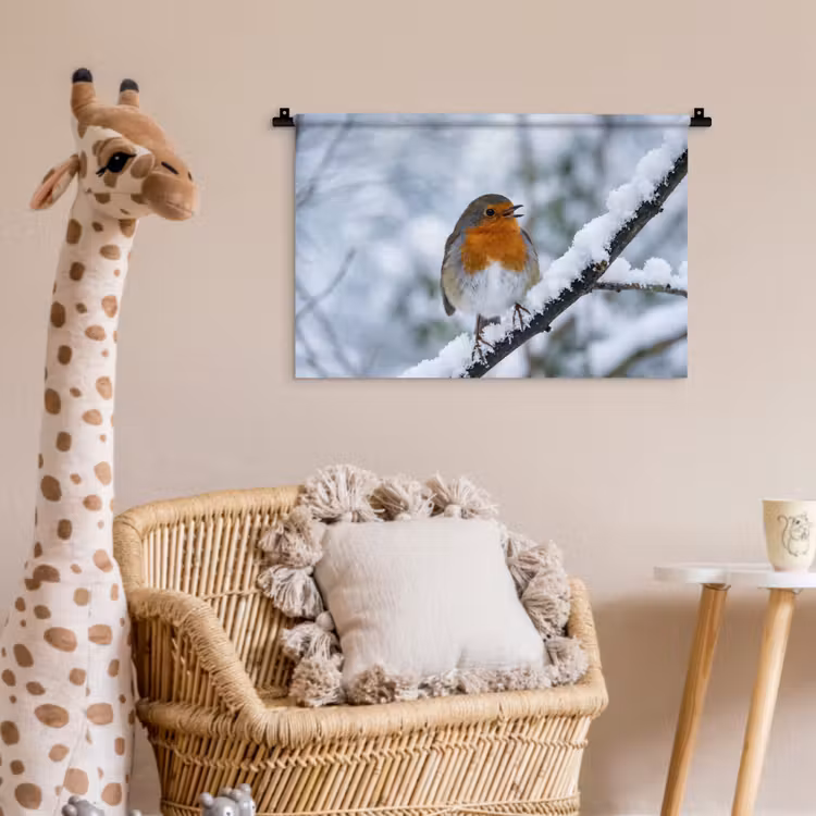 Wandkleed - Roodborstje - Tak - Sneeuw - Winter - Levendig — 5