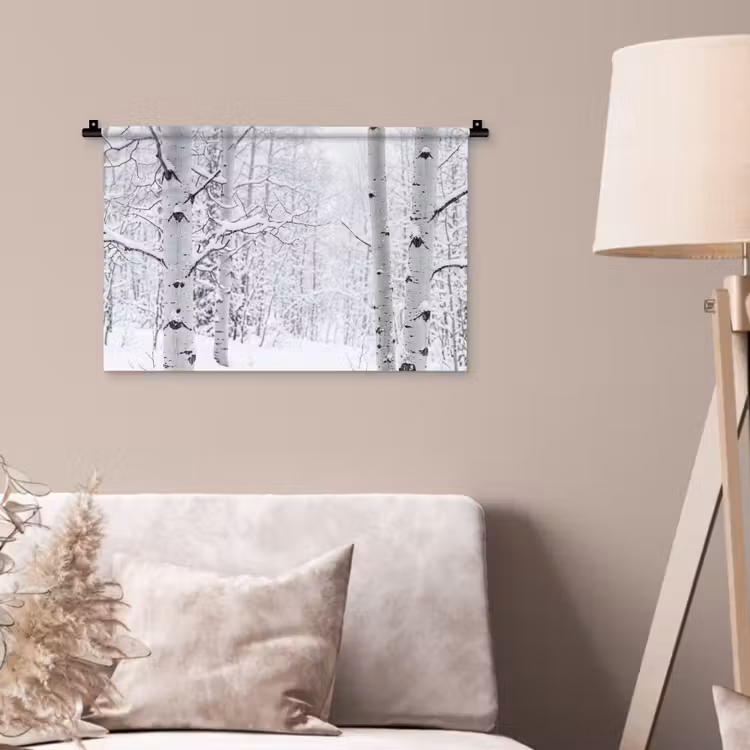 Wandkleed - Berkenbomen - Sneeuw - Winter - Bos - Wit — 2