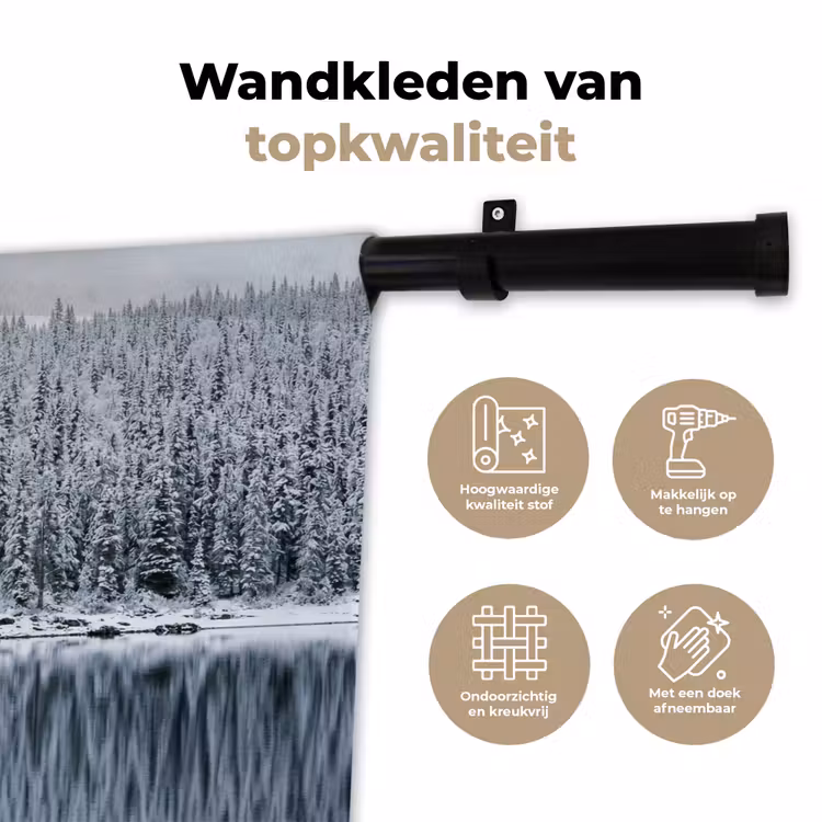 Wandkleed - Bos - Reflectie - Meer - Winter - Serene — 3