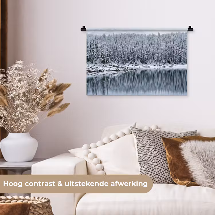 Wandkleed - Bos - Reflectie - Meer - Winter - Serene — 4