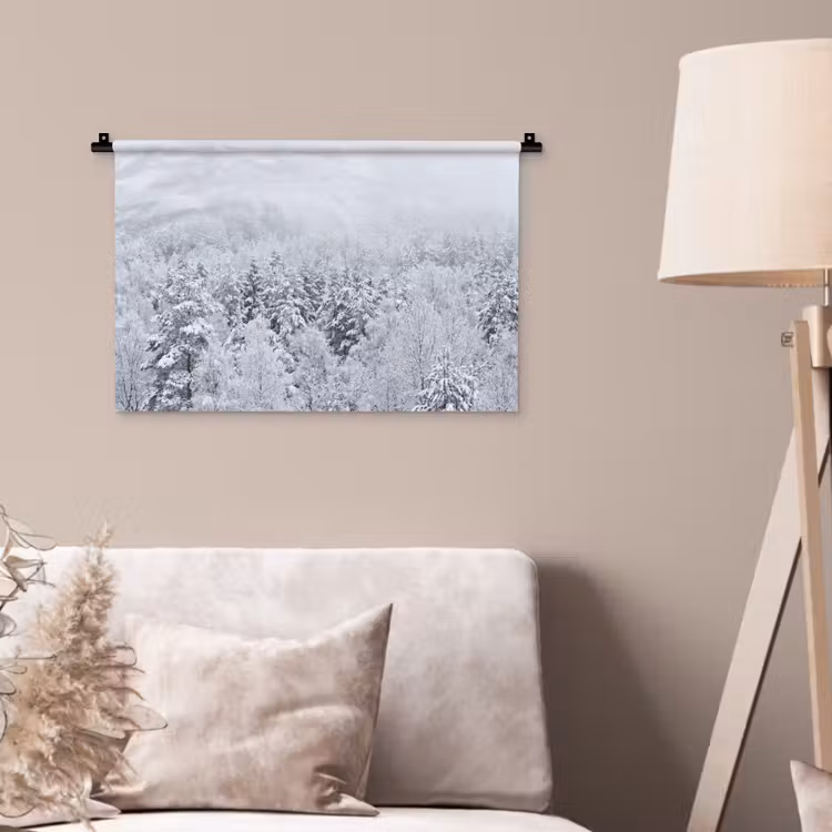 Wandkleed - Bos - Sneeuw - Winter - Natuur - Wit — 2