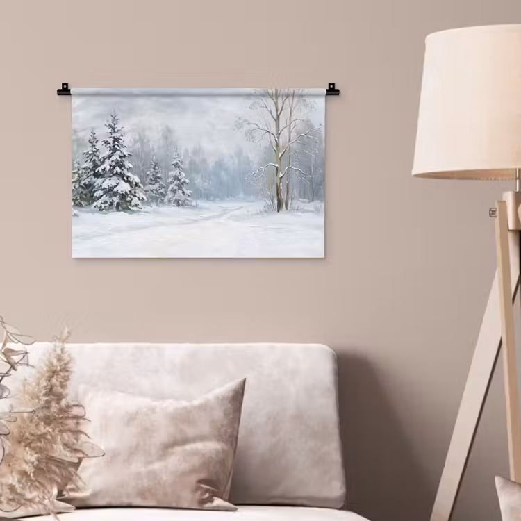Wandkleed - Bospad - Dennen - Sneeuw - Winter - Rustgevend — 2