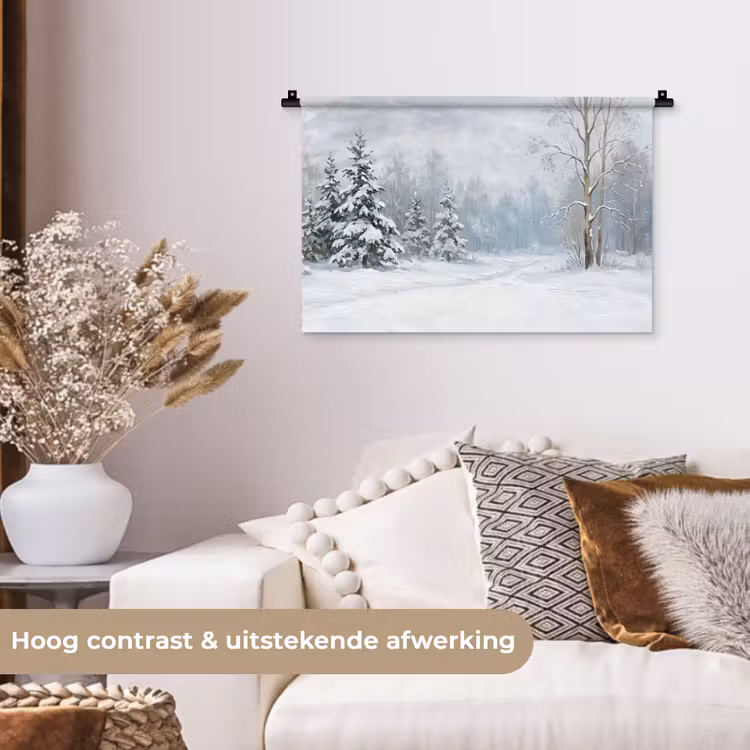 Wandkleed - Bospad - Dennen - Sneeuw - Winter - Rustgevend — 4