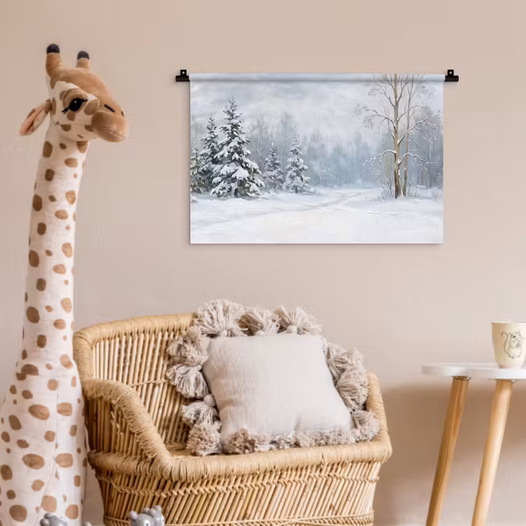 Wandkleed - Bospad - Dennen - Sneeuw - Winter - Rustgevend — 5
