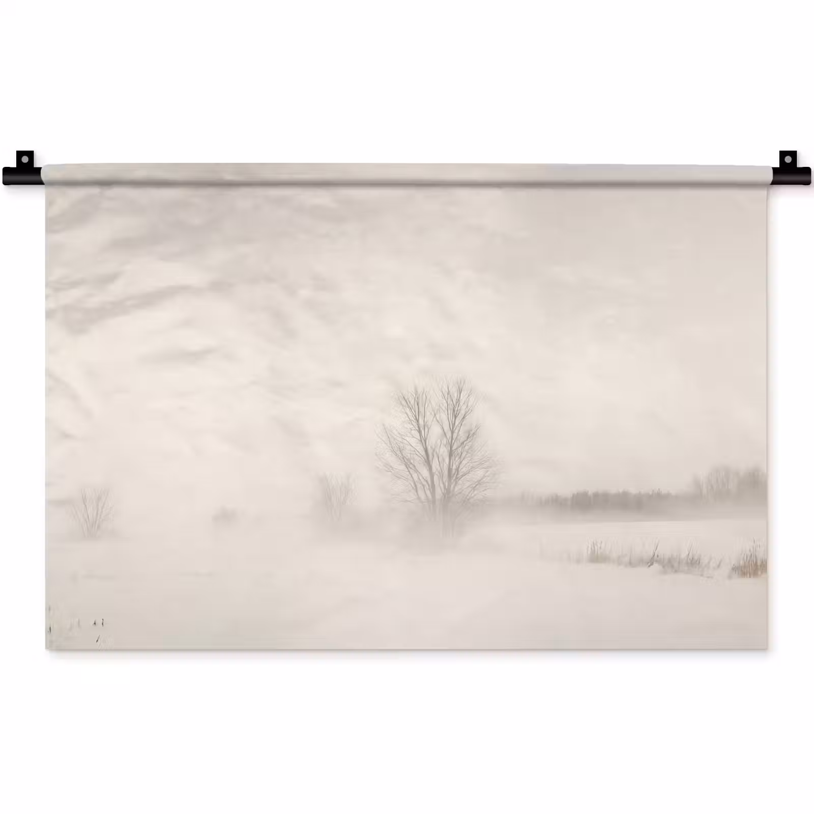 Wandkleed - Boom - Mist - Sneeuw - Winter - Minimalistisch — 1