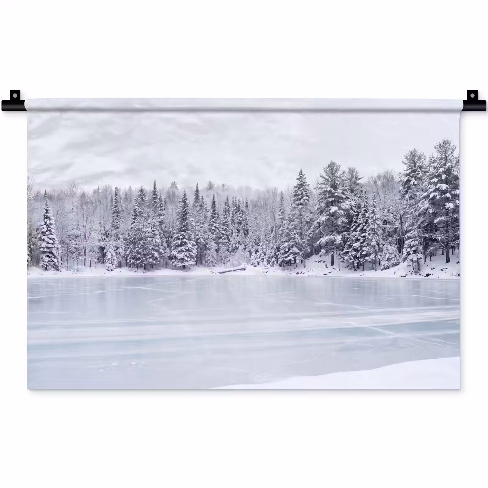 Wandkleed - Meer - Dennen - IJs - Winter - Rustgevend — 1