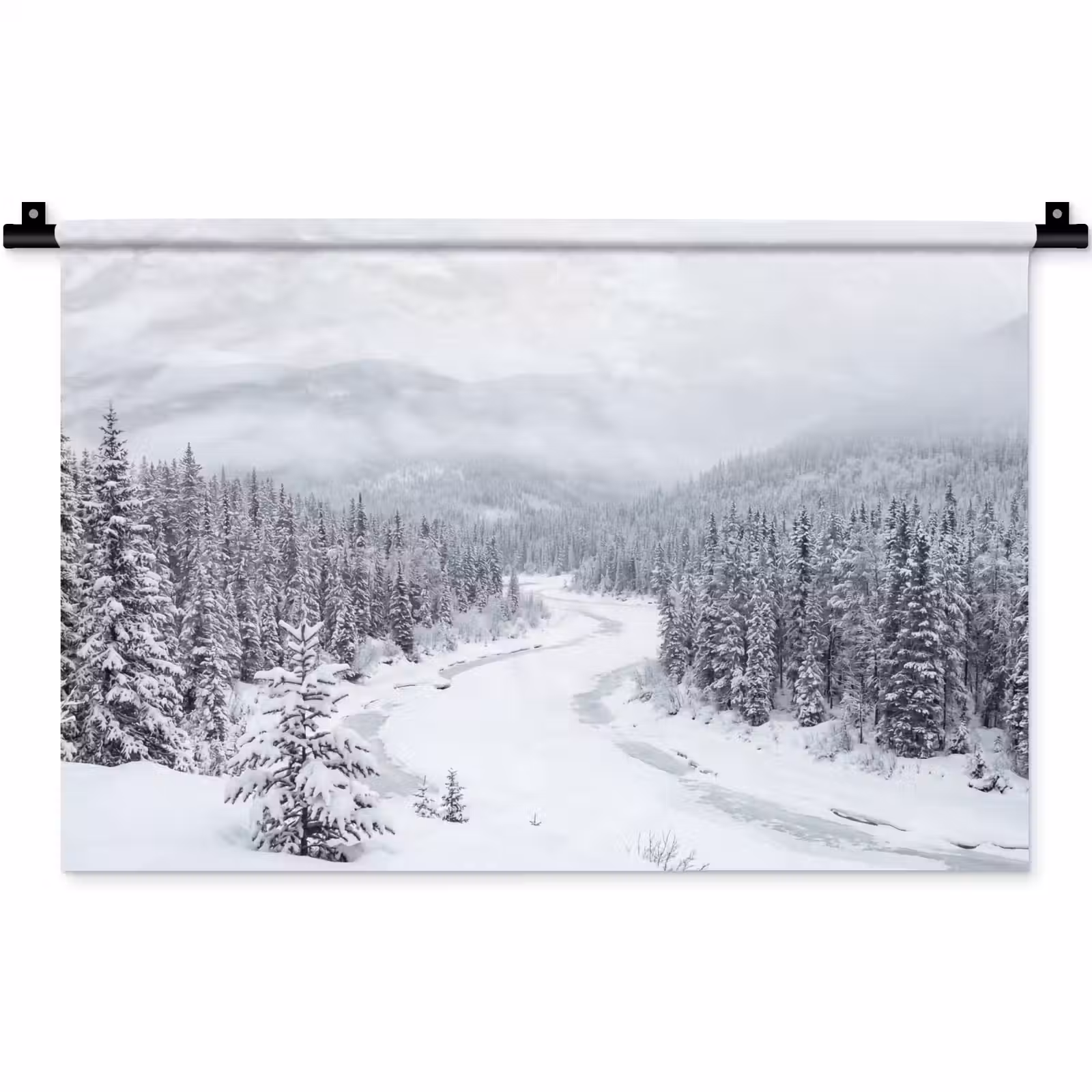 Wandkleed - Rivier - Bevroren - Landschap - Winter — 1
