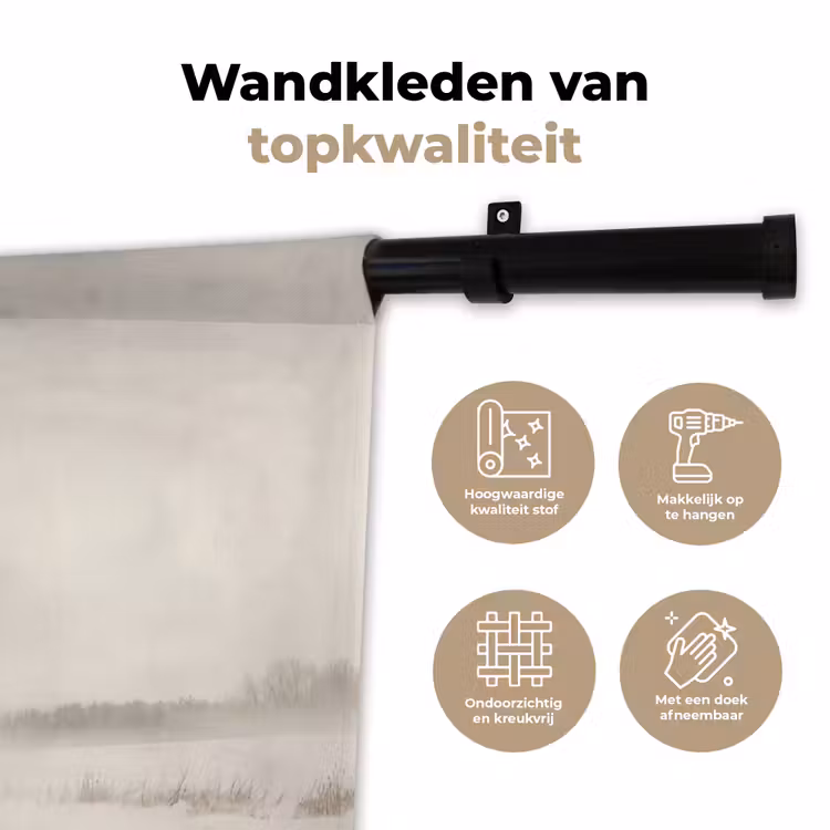 Wandkleed - Boom - Mist - Sneeuw - Winter - Minimalistisch — 3