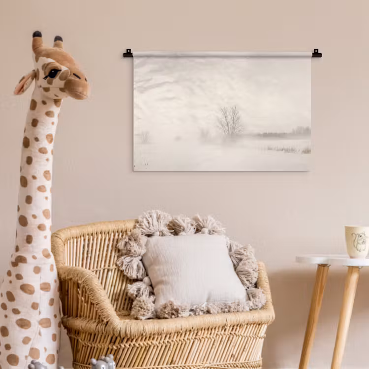Wandkleed - Boom - Mist - Sneeuw - Winter - Minimalistisch — 5