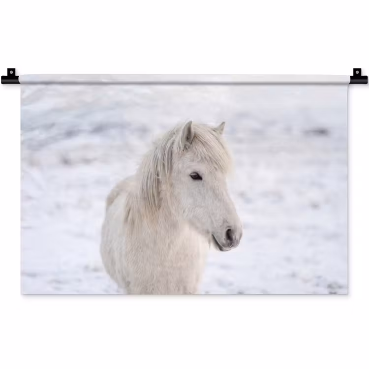 Wandkleed - Paard - Kop - Winter - Dieren - Wit — 1