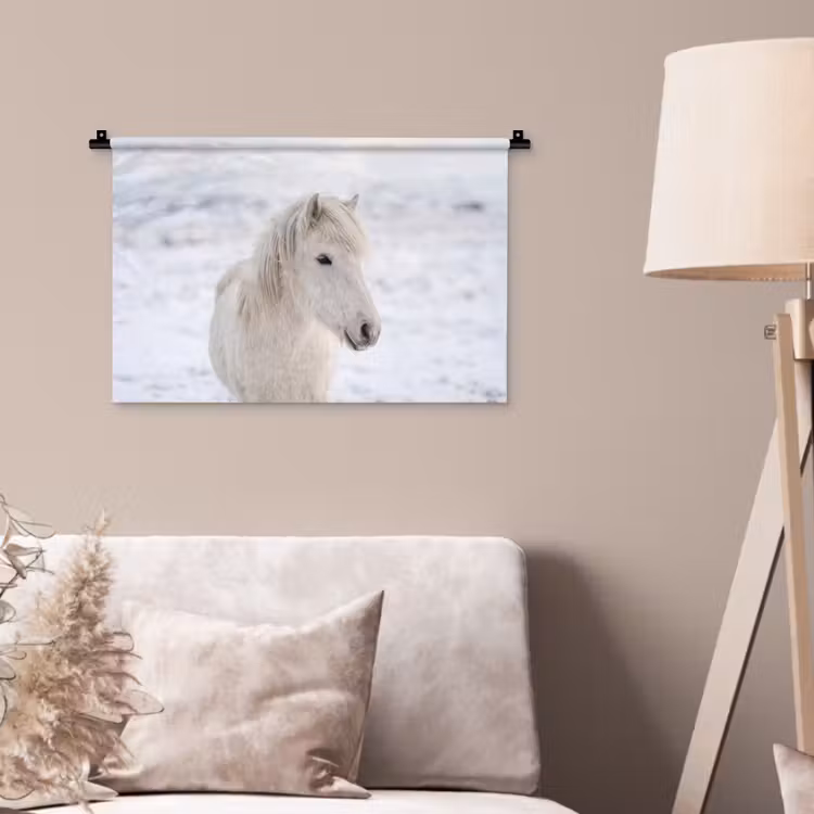 Wandkleed - Paard - Kop - Winter - Dieren - Wit — 2