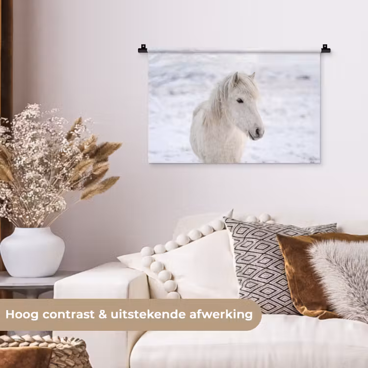 Wandkleed - Paard - Kop - Winter - Dieren - Wit — 4