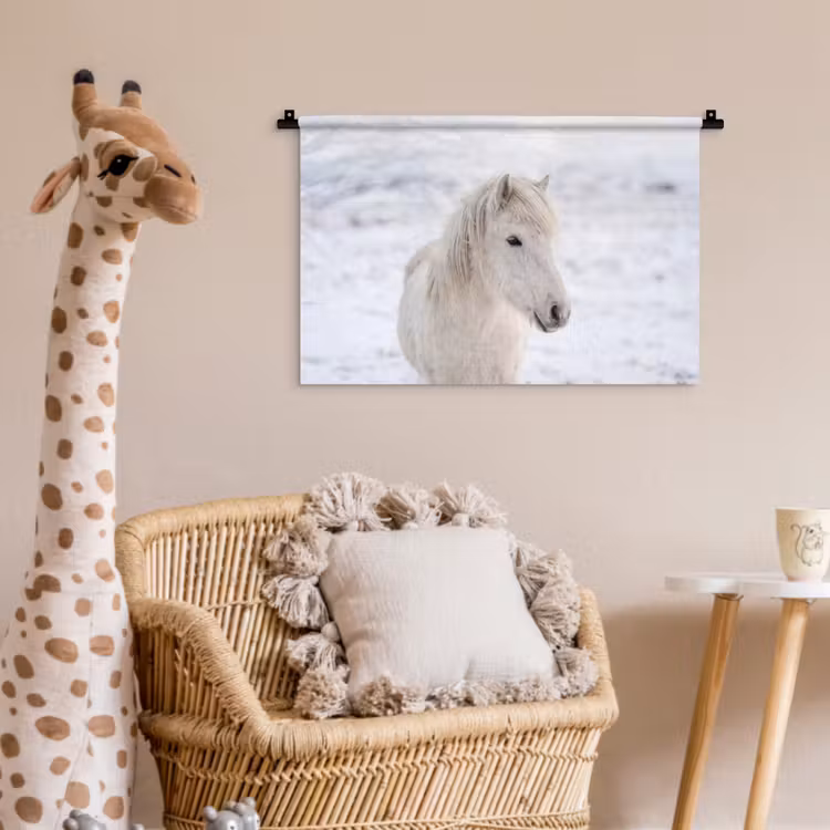 Wandkleed - Paard - Kop - Winter - Dieren - Wit — 5