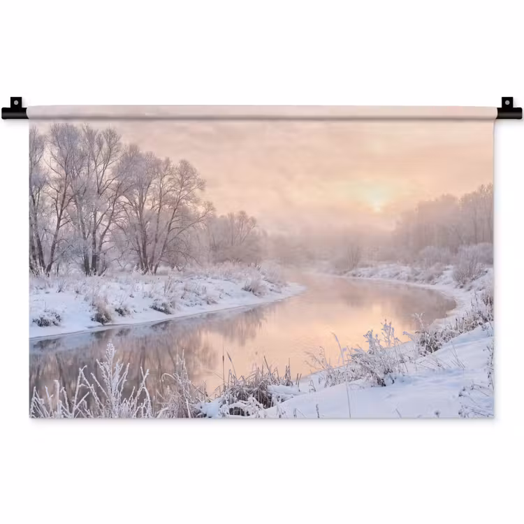 Wandkleed - Rivier - Winter - Landschap - Sneeuw - Zonsopgang — 1