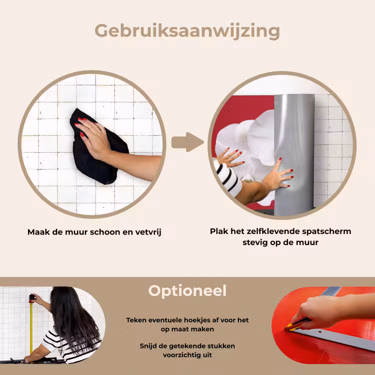 Spatscherm keuken - Witte orchidee op rood — 8