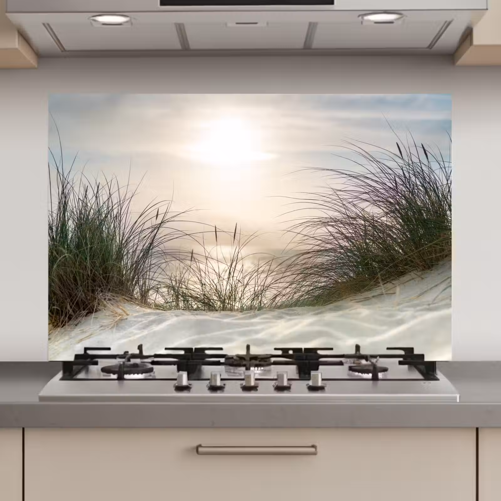 Spatscherm keuken - Zand - Gras - Zon — 1