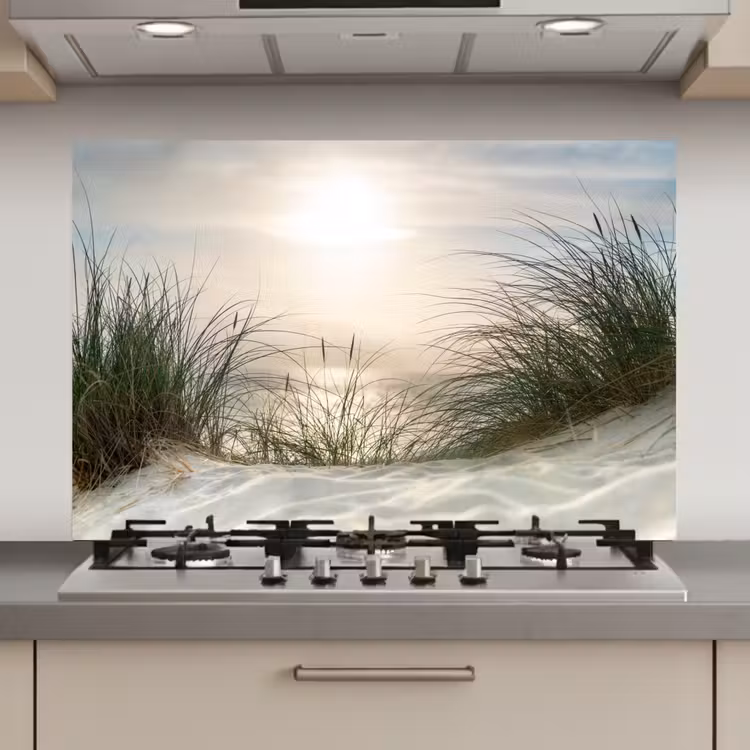 Spatscherm keuken - Zand - Gras - Zon — 1