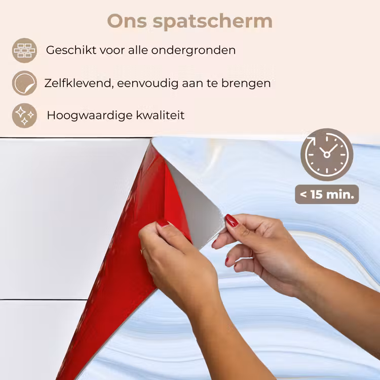Spatscherm keuken - Marmer - Golf - Blauw - Patronen - Marmerlook - Pastel — 4