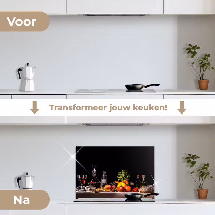 Spatscherm keuken - Stilleven - Eten - Drinken - Fruit - Zwart — 3