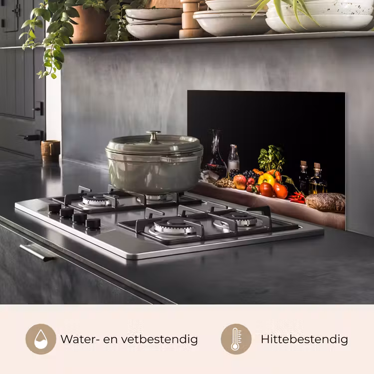 Spatscherm keuken - Stilleven - Eten - Drinken - Fruit - Zwart — 7