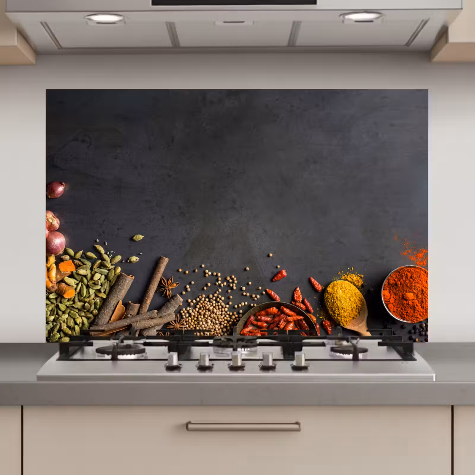 Spatscherm keuken - Kruiden - Eten - Specerijen - Zwart - Paprika - Kaneel — 1