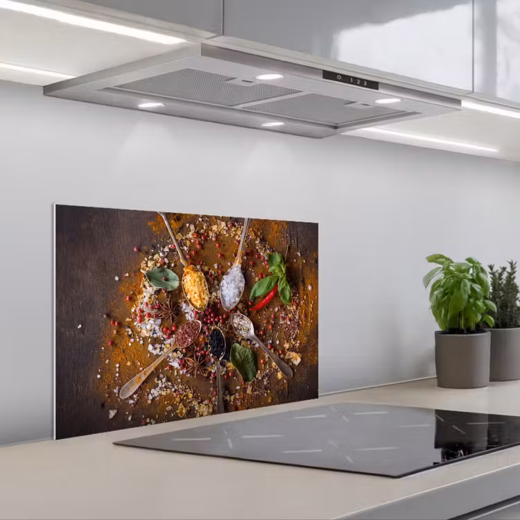 Spatscherm keuken - Specerijen - Kruiden - Lepels - Zout - Bruin - Keuken — 5