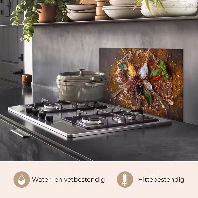 Spatscherm keuken - Specerijen - Kruiden - Lepels - Zout - Bruin - Keuken — 7