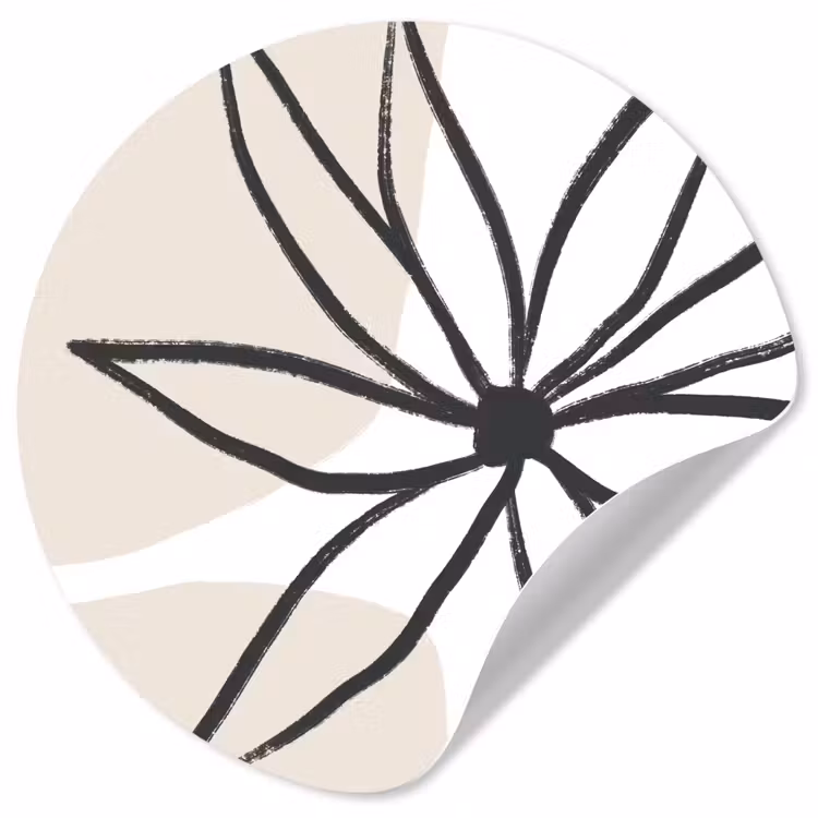 Behangcirkel - Bloemen - Minimalisme - Pastel — 1