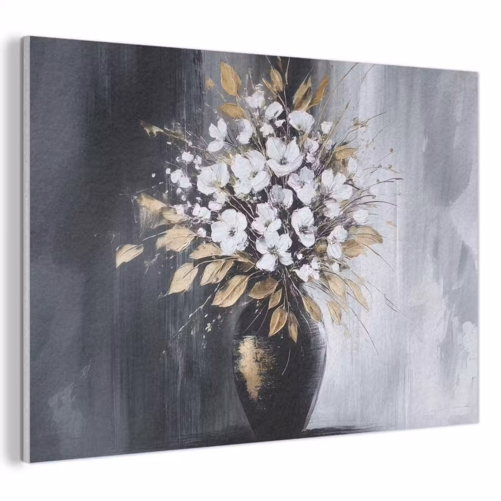 Akoestisch schilderij - Bloemen - Wit - Vaas - Abstract — 1
