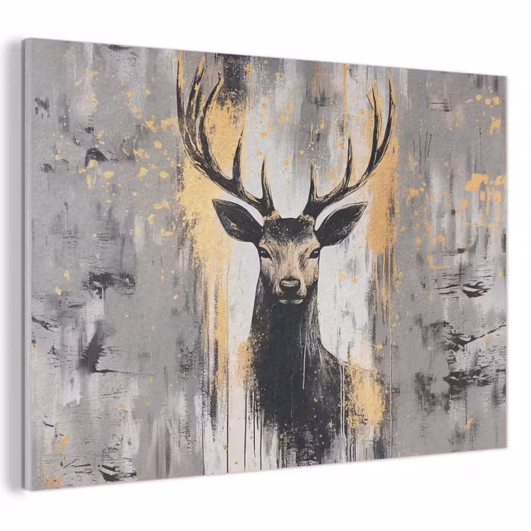 Akoestisch schilderij - Abstract - Hert - Gewei - Goud — 1