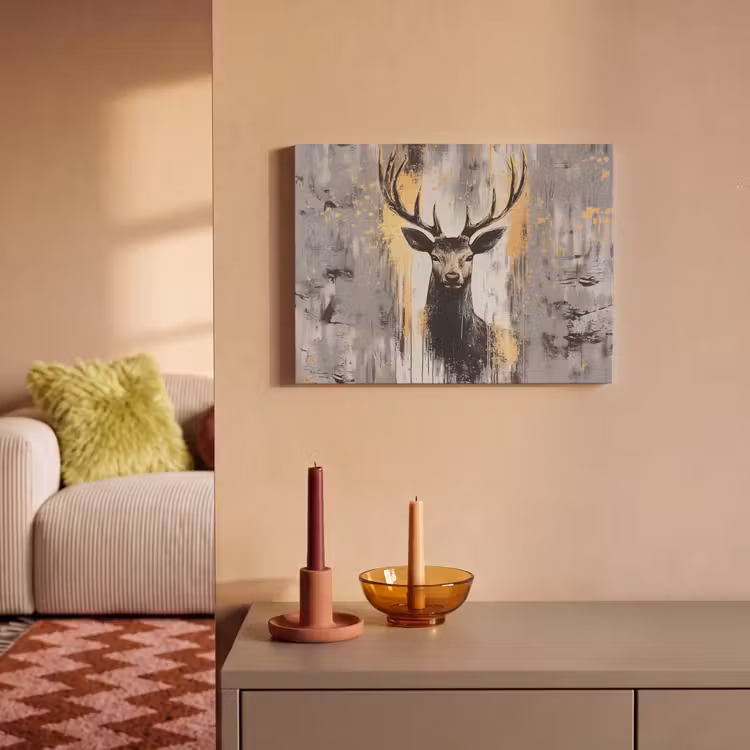 Akoestisch schilderij - Abstract - Hert - Gewei - Goud — 2