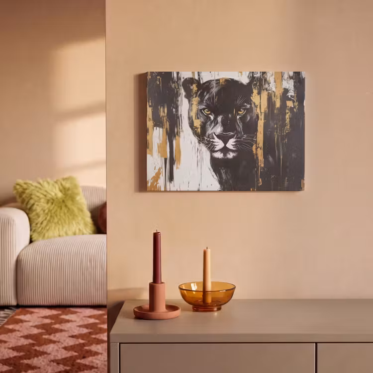 Akoestisch schilderij - Panter - Zwart - Abstract - Verfstreken — 2