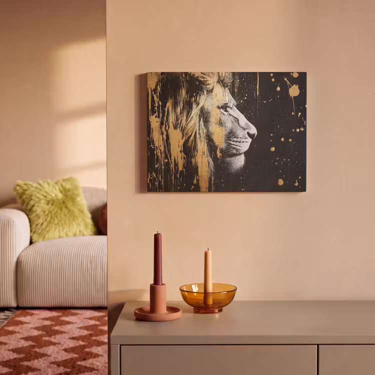 Akoestisch schilderij - Portret - Leeuw - Abstract - Goud — 2