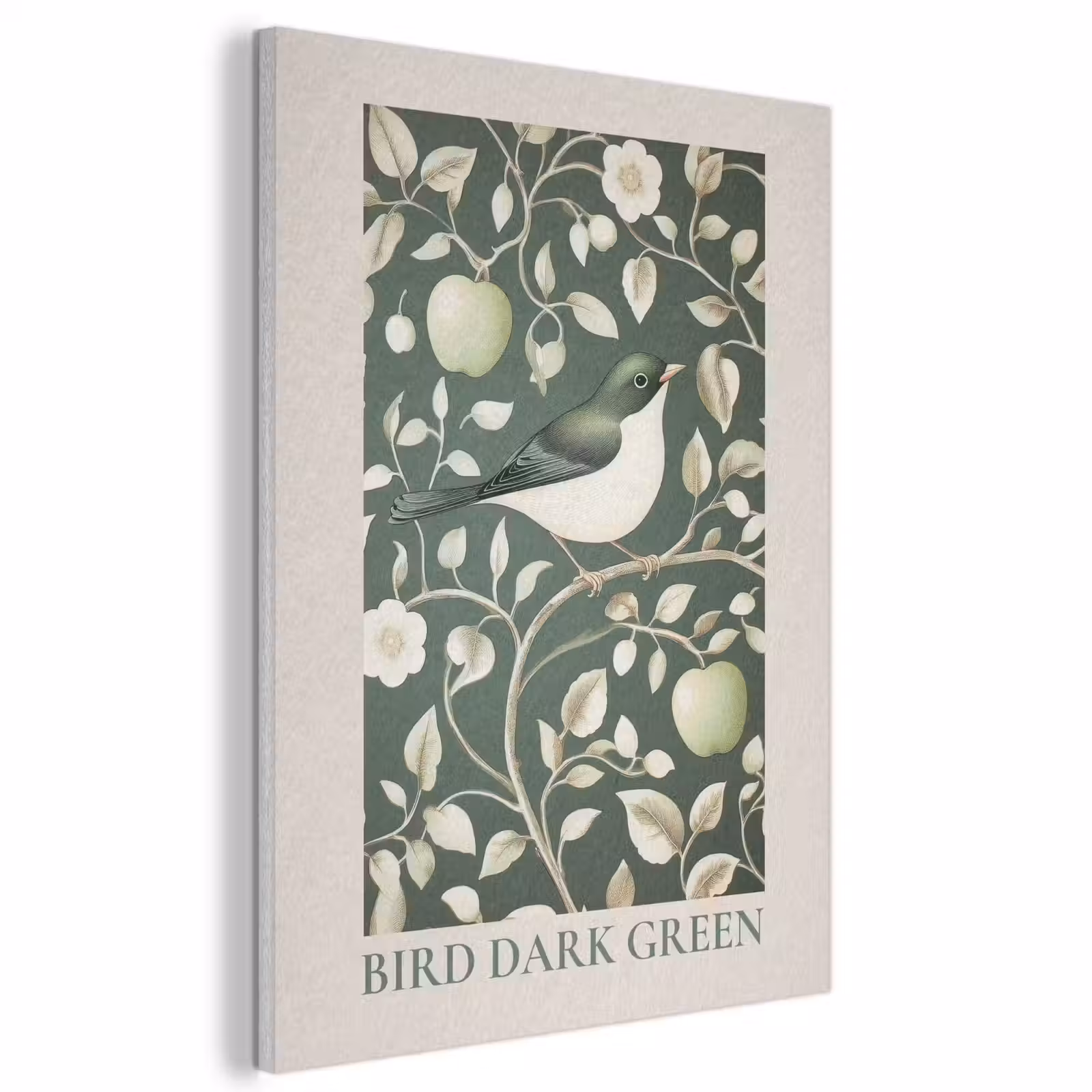 Akoestisch schilderij - Groen - Vogel - Bloemen — 1