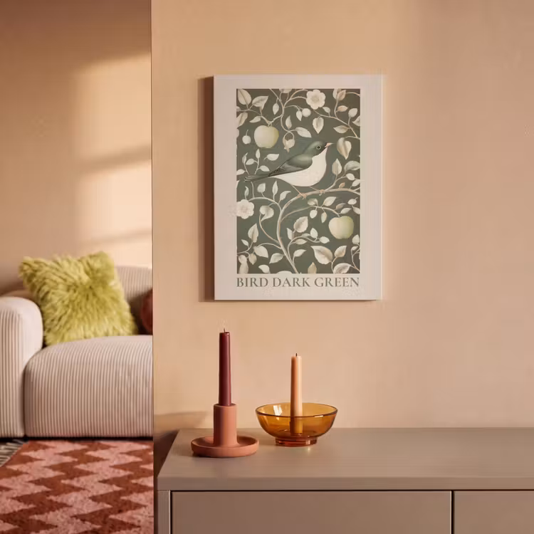 Akoestisch schilderij - Groen - Vogel - Bloemen — 2