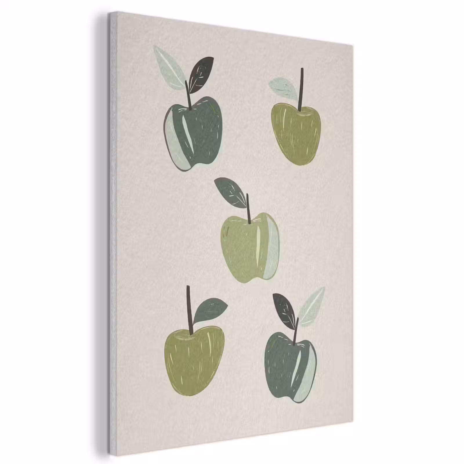 Akoestisch schilderij - Appels - Groen - Illustratie - Bladeren — 1