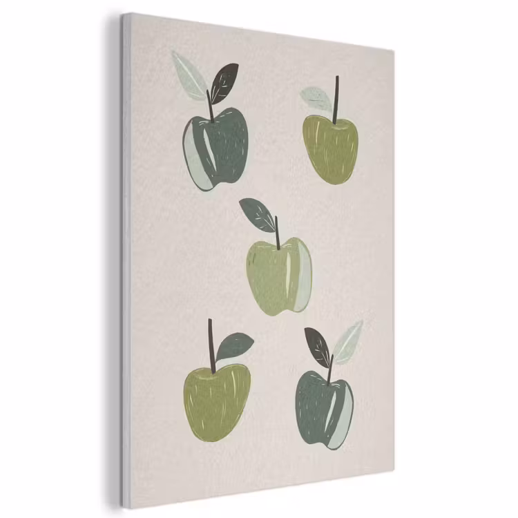 Akoestisch schilderij - Appels - Groen - Illustratie - Bladeren — 1