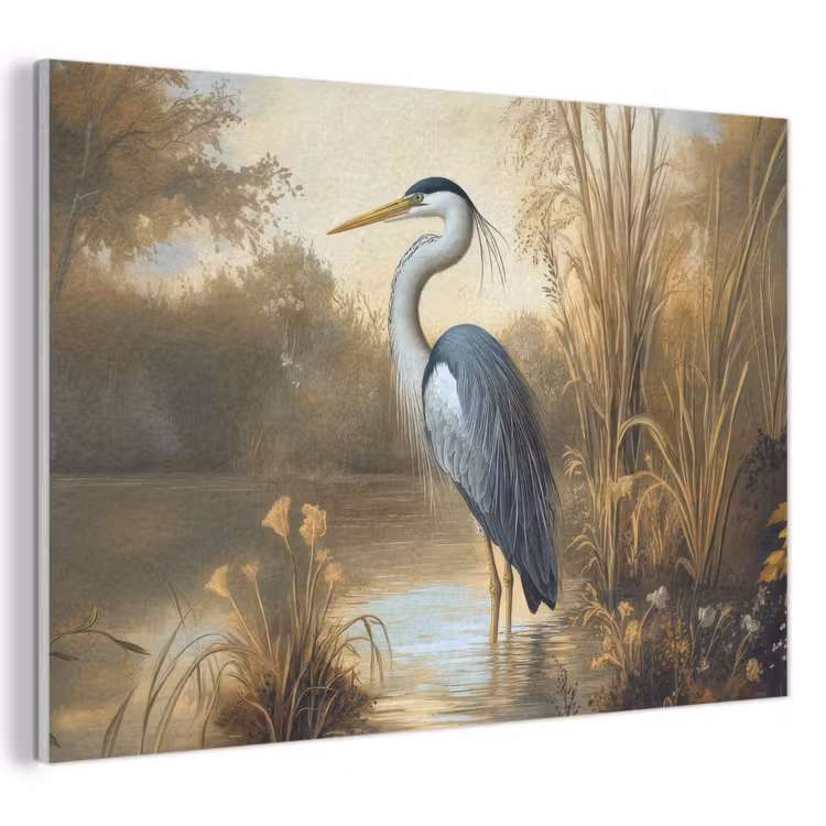 Akoestisch schilderij - Reiger - Water - Planten — 1