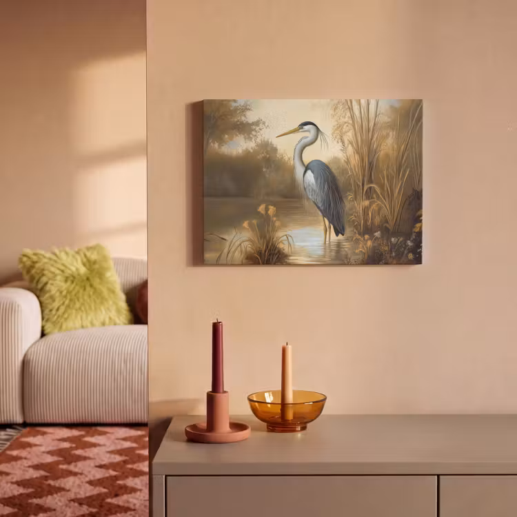 Akoestisch schilderij - Reiger - Water - Planten — 2