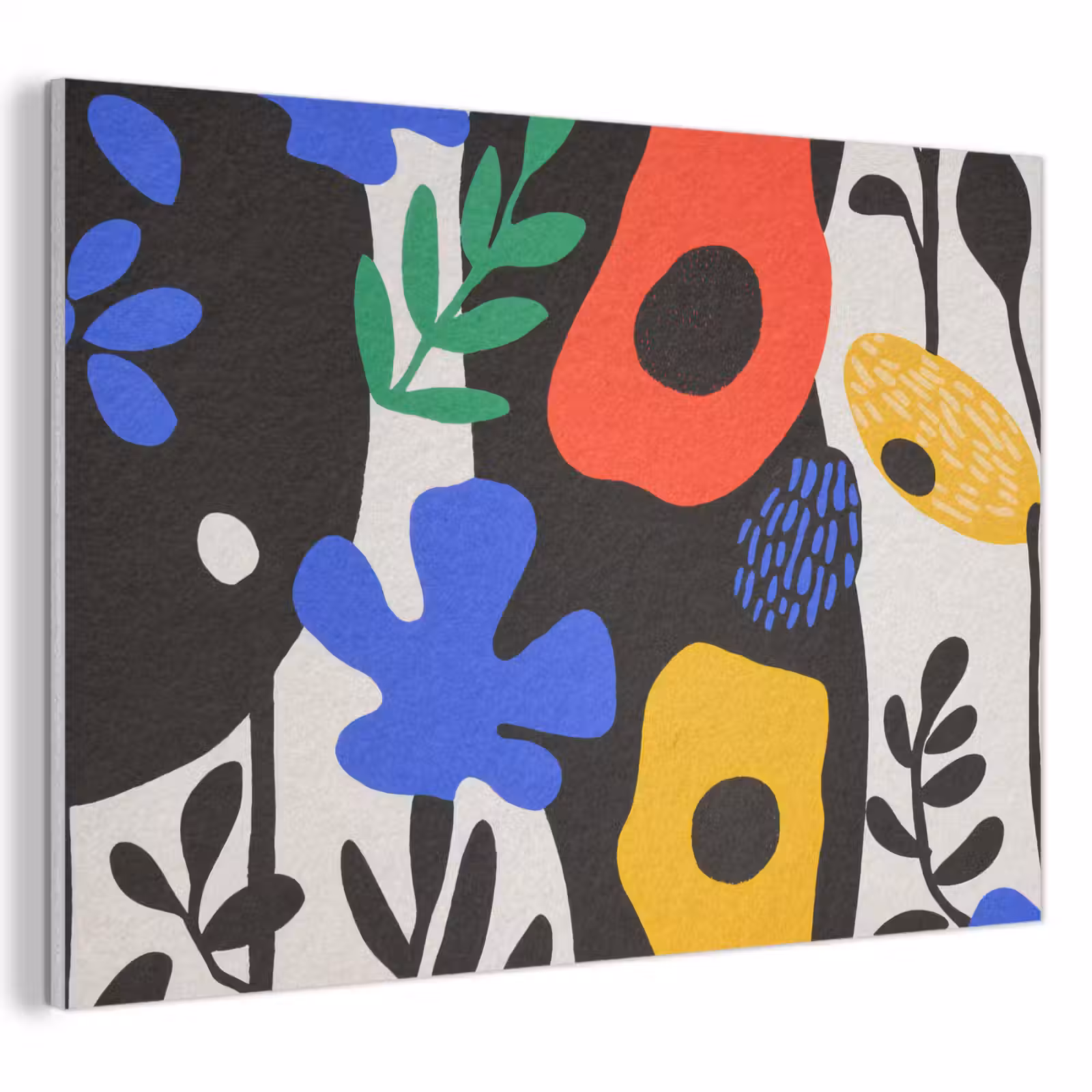 Akoestisch schilderij - Bloemen - Bladeren - Abstract - Zwart — 1