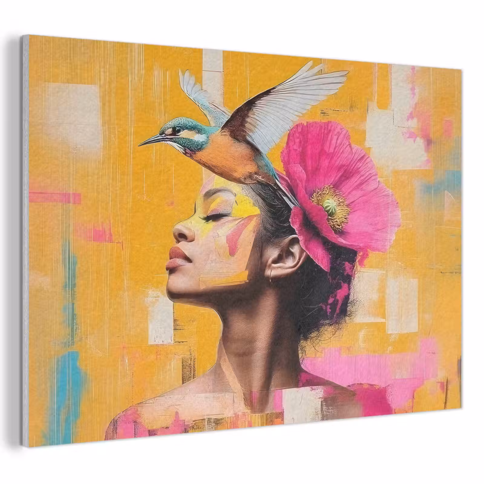 Akoestisch schilderij - Vogel - Vrouw - Abstract - Bloem — 1