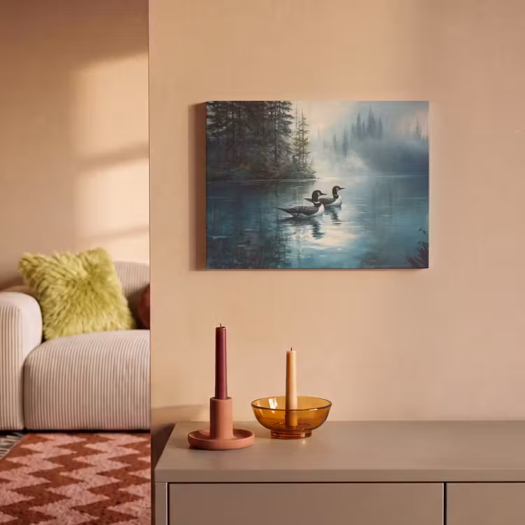 Akoestisch schilderij - Bos - Water - Eenden - Mistig — 2