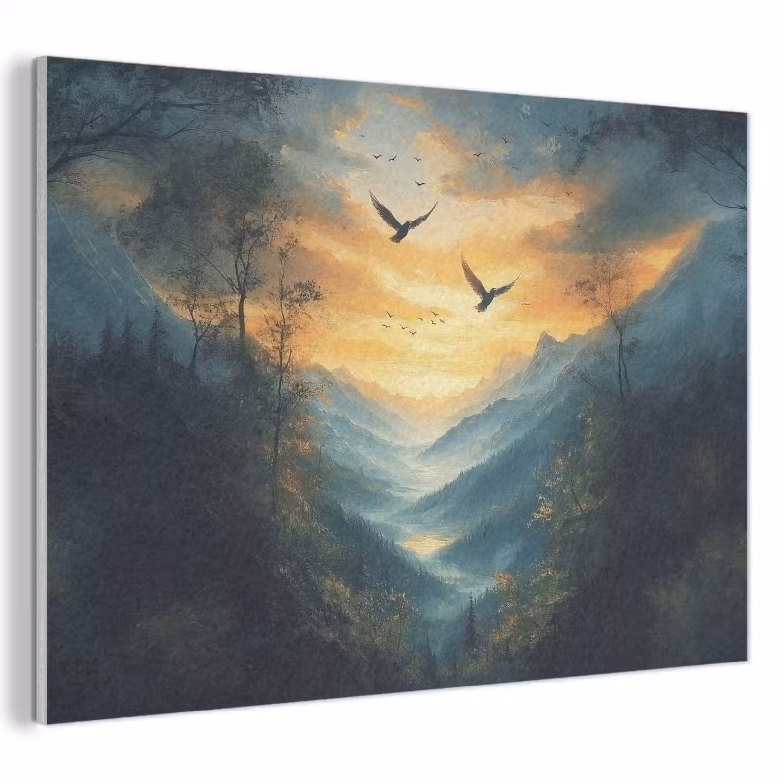 Akoestisch schilderij - Vogels - Zon - Bomen - Groen — 1