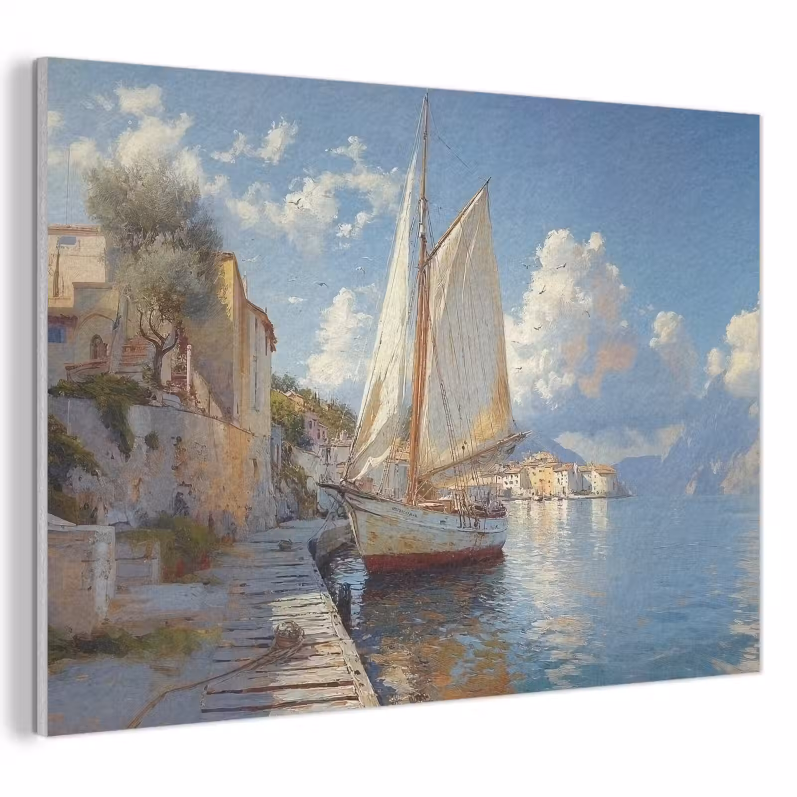 Akoestisch schilderij - Zeilschip - Huizen - Kade - Zee — 1