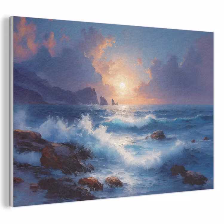 Akoestisch schilderij - Golven - Zee - Kleurrijk - Rotsen — 1