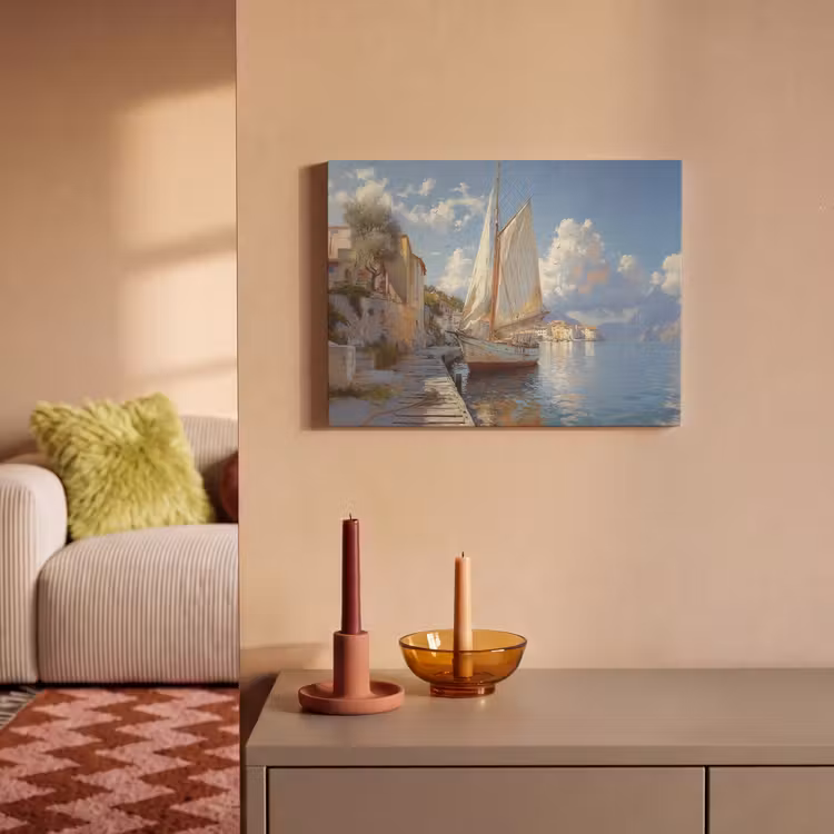 Akoestisch schilderij - Zeilschip - Huizen - Kade - Zee — 2