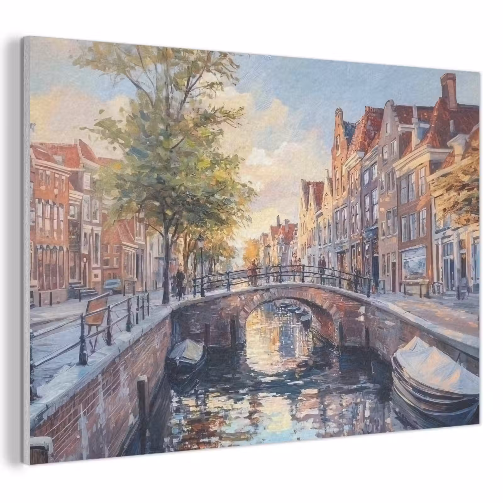 Akoestisch schilderij - Brug - Stad - Huizen - Boot — 1
