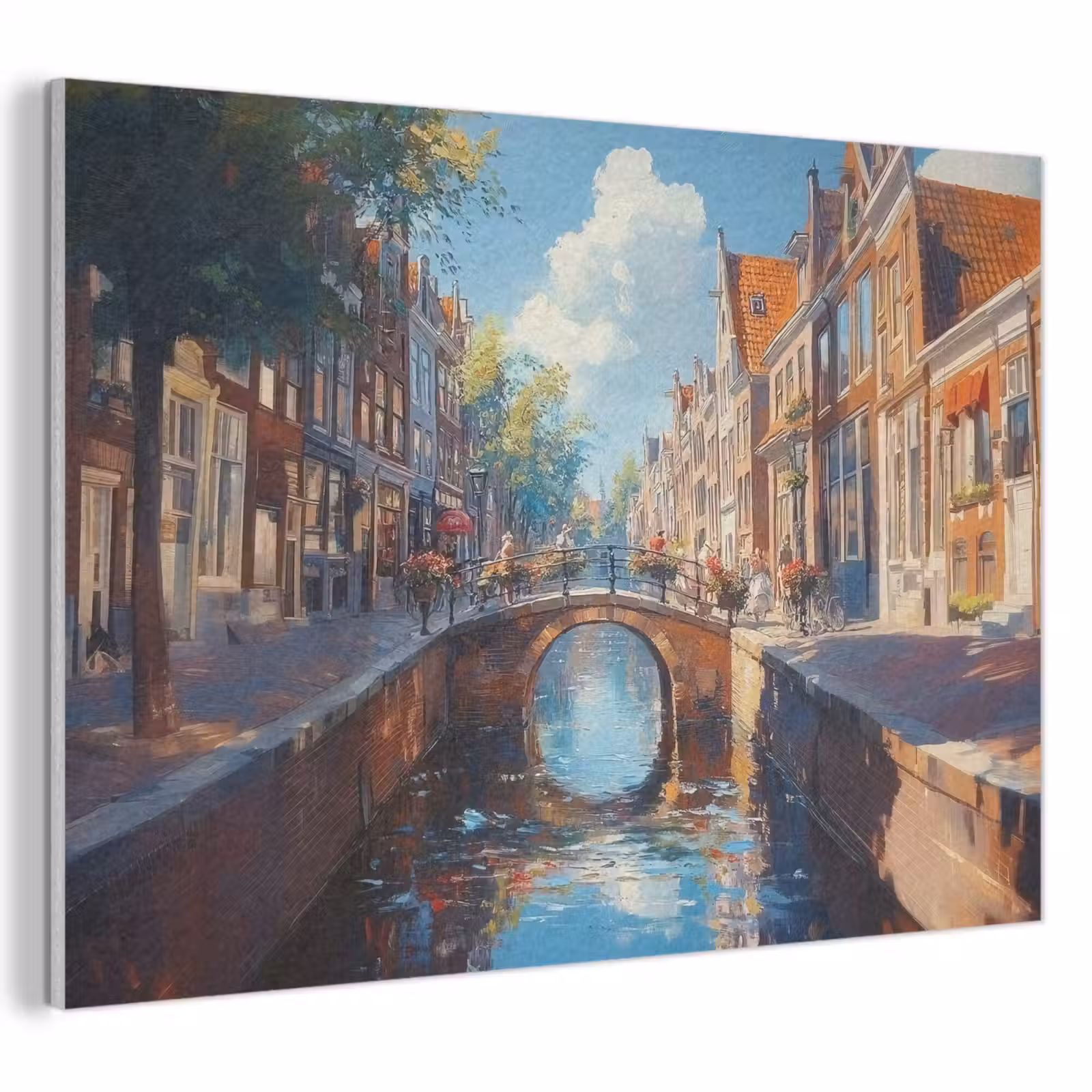 Akoestisch schilderij - Stad - Gracht - Zon - Fietsen — 1
