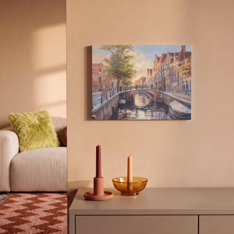 Akoestisch schilderij - Brug - Stad - Huizen - Boot — 2