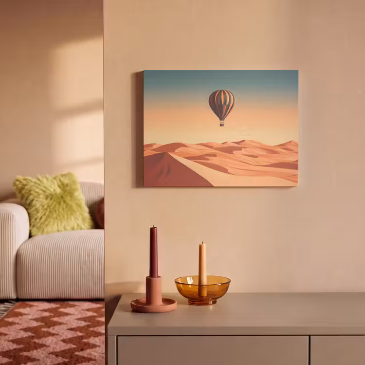 Akoestisch schilderij - Luchtballon - Woestijn - Zonsondergang - Blauw — 2
